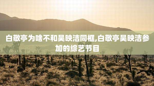 白敬亭为啥不和吴映洁同框,白敬亭吴映洁参加的综艺节目