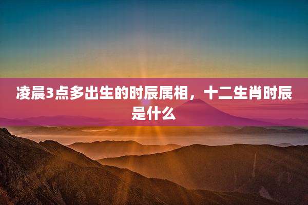凌晨3点多出生的时辰属相，十二生肖时辰是什么