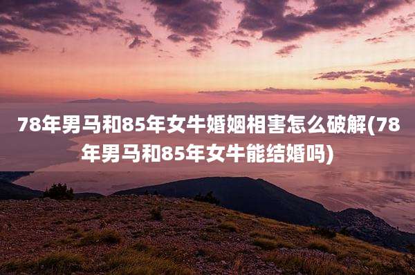78年男马和85年女牛婚姻相害怎么破解(78年男马和85年女牛能结婚吗)