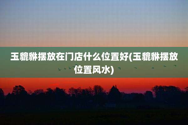 玉貔貅摆放在门店什么位置好(玉貔貅摆放位置风水)