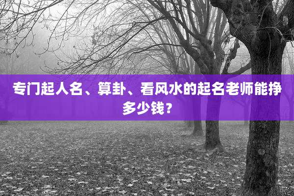 专门起人名、算卦、看风水的起名老师能挣多少钱?