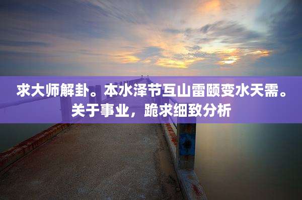 求大师解卦。本水泽节互山雷颐变水天需。关于事业，跪求细致分析