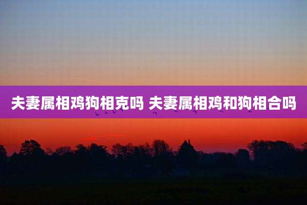 夫妻属相鸡狗相克吗 夫妻属相鸡和狗相合吗
