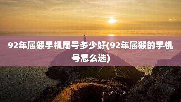 92年属猴手机尾号多少好(92年属猴的手机号怎么选)