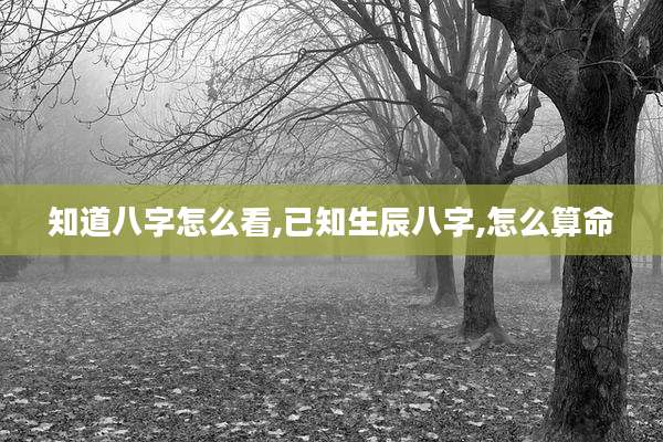 知道八字怎么看,已知生辰八字,怎么算命