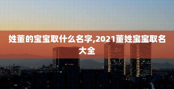 姓董的宝宝取什么名字,2021董姓宝宝取名大全