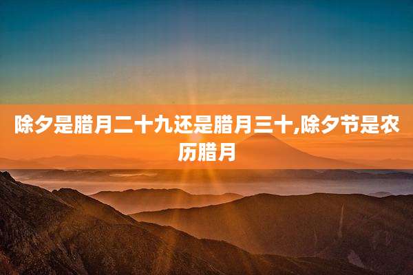 除夕是腊月二十九还是腊月三十,除夕节是农历腊月