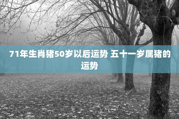 71年生肖猪50岁以后运势 五十一岁属猪的运势