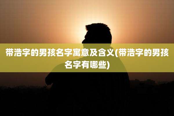 带浩字的男孩名字寓意及含义(带浩字的男孩名字有哪些)