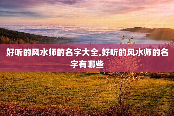 好听的风水师的名字大全,好听的风水师的名字有哪些