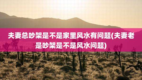 夫妻总吵架是不是家里风水有问题(夫妻老是吵架是不是风水问题)