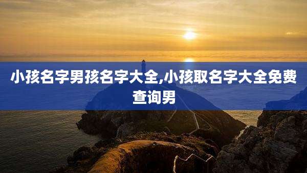 小孩名字男孩名字大全,小孩取名字大全免费查询男