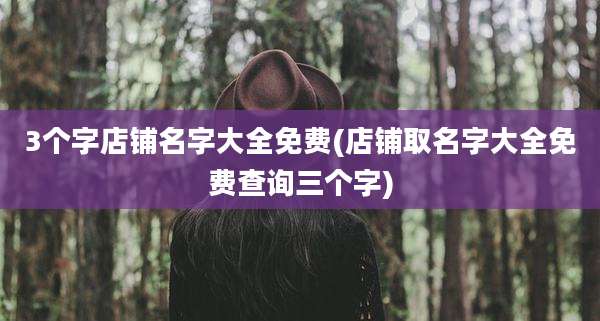3个字店铺名字大全免费(店铺取名字大全免费查询三个字)