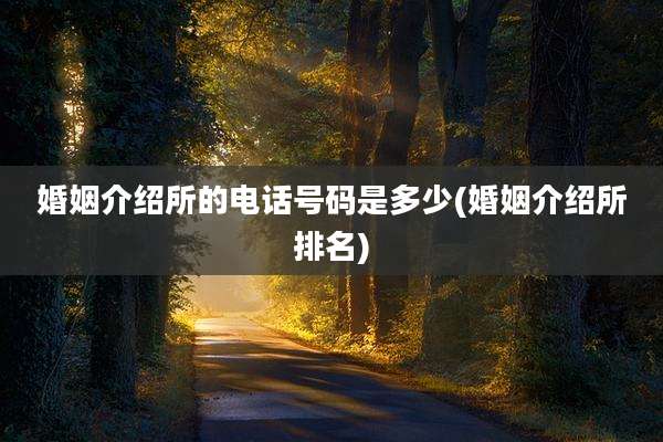 婚姻介绍所的电话号码是多少(婚姻介绍所排名)