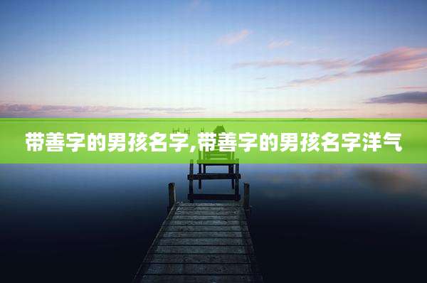 带善字的男孩名字,带善字的男孩名字洋气