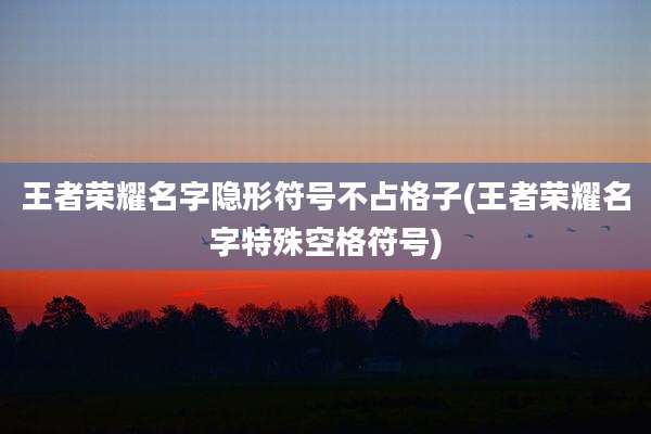 王者荣耀名字隐形符号不占格子(王者荣耀名字特殊空格符号)