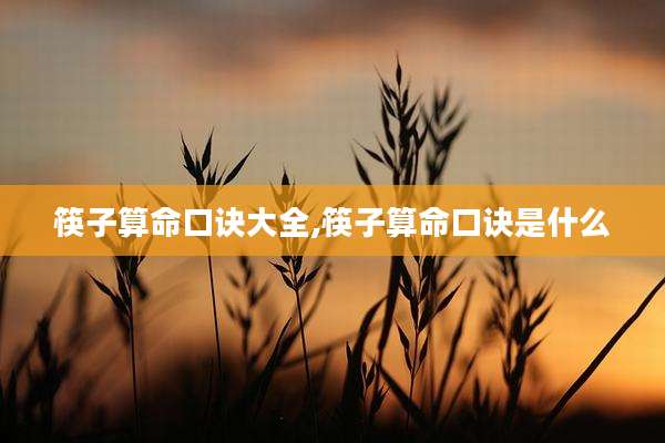 筷子算命口诀大全,筷子算命口诀是什么