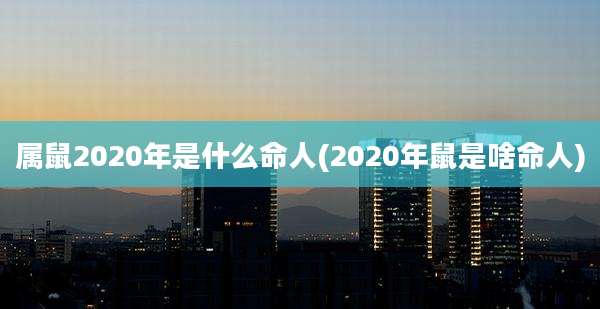 属鼠2020年是什么命人(2020年鼠是啥命人)
