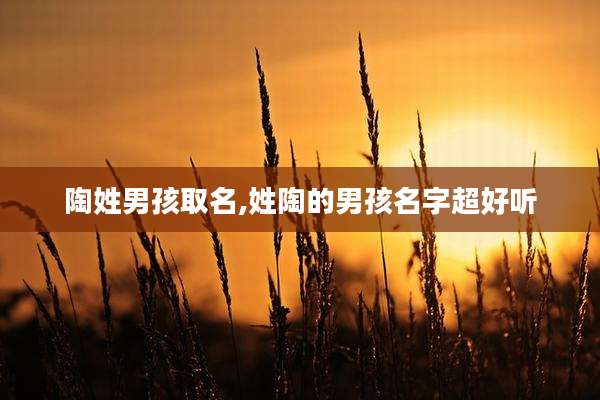 陶姓男孩取名,姓陶的男孩名字超好听