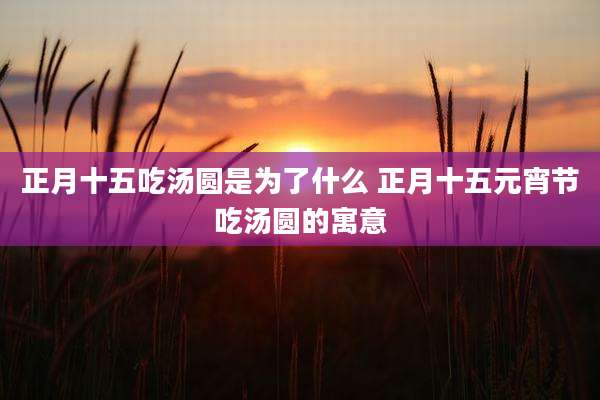 正月十五吃汤圆是为了什么 正月十五元宵节吃汤圆的寓意