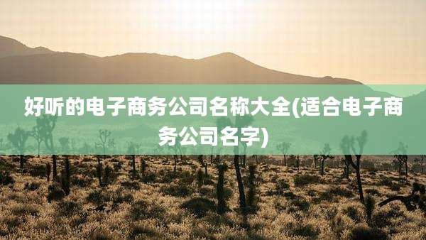 好听的电子商务公司名称大全(适合电子商务公司名字)
