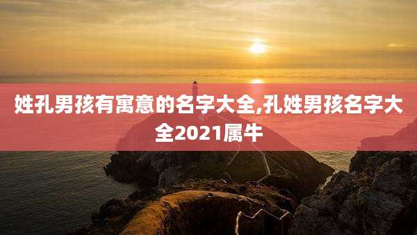 姓孔男孩有寓意的名字大全,孔姓男孩名字大全2021属牛