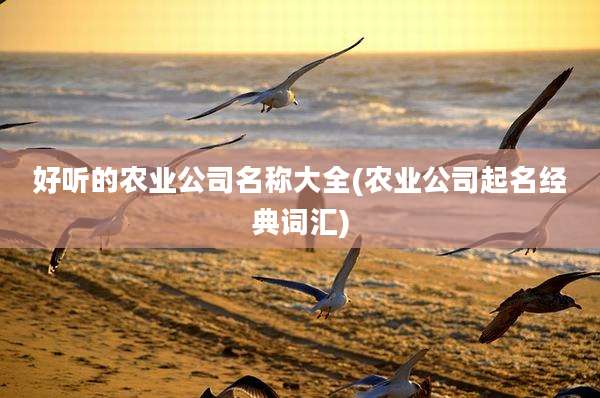好听的农业公司名称大全(农业公司起名经典词汇)