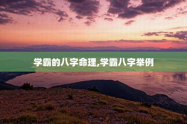 学霸的八字命理,学霸八字举例