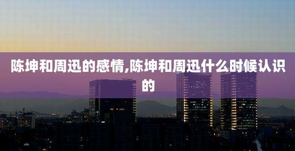陈坤和周迅的感情,陈坤和周迅什么时候认识的