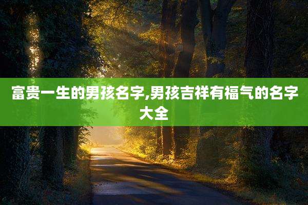 富贵一生的男孩名字,男孩吉祥有福气的名字大全