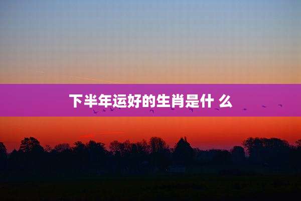 下半年运好的生肖是什 么