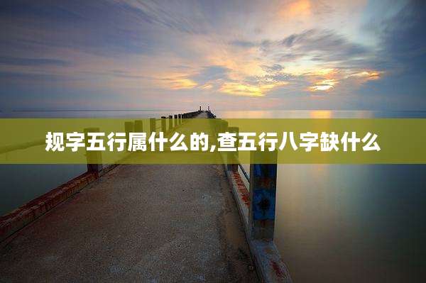 规字五行属什么的,查五行八字缺什么