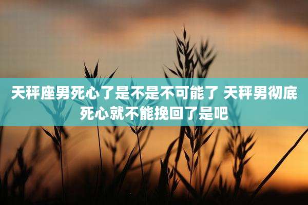 天秤座男死心了是不是不可能了 天秤男彻底死心就不能挽回了是吧