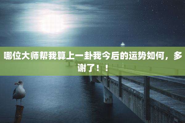哪位大师帮我算上一卦我今后的运势如何,多谢了!!