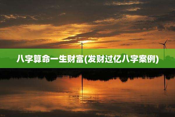 八字算命一生财富(发财过亿八字案例)