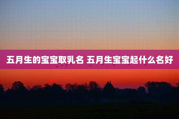 五月生的宝宝取乳名 五月生宝宝起什么名好