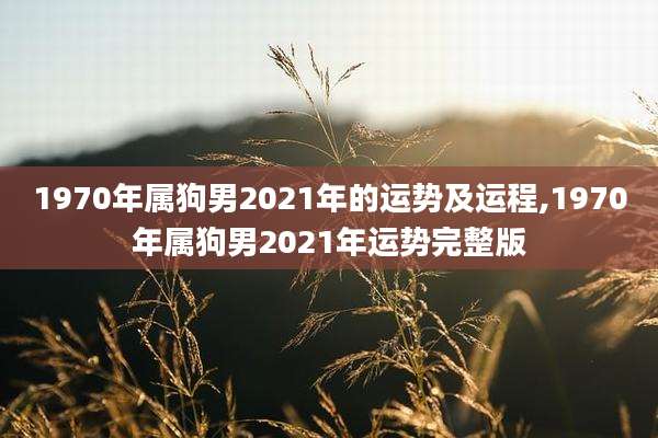 1970年属狗男2021年的运势及运程,1970年属狗男2021年运势完整版