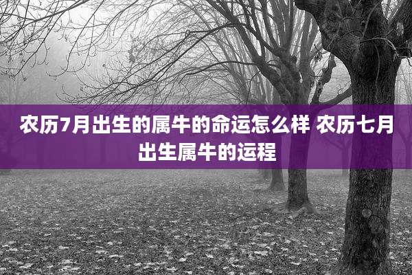 农历7月出生的属牛的命运怎么样 农历七月出生属牛的运程