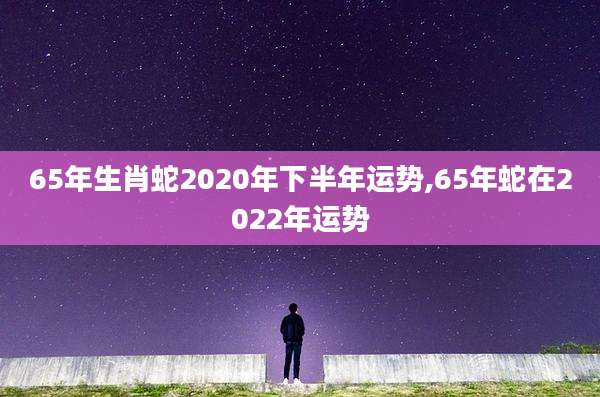 65年生肖蛇2020年下半年运势,65年蛇在2022年运势