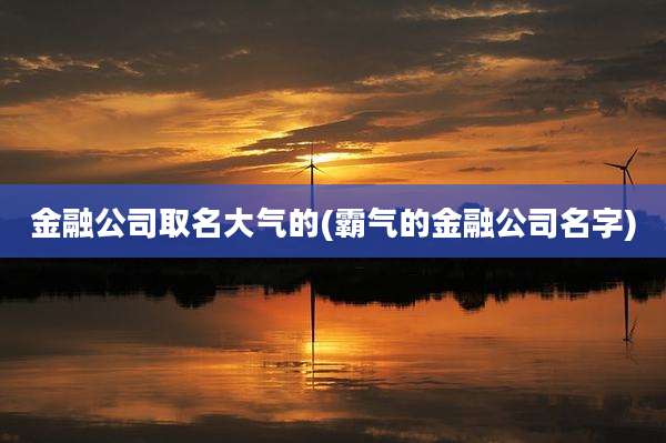 金融公司取名大气的(霸气的金融公司名字)