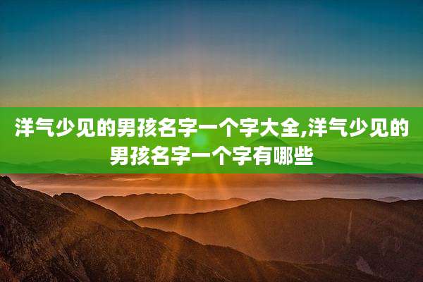 洋气少见的男孩名字一个字大全,洋气少见的男孩名字一个字有哪些