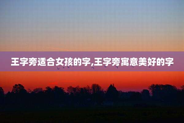 王字旁适合女孩的字,王字旁寓意美好的字