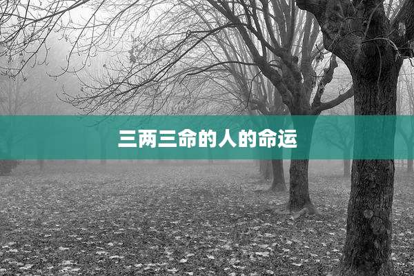 三两三命的人的命运