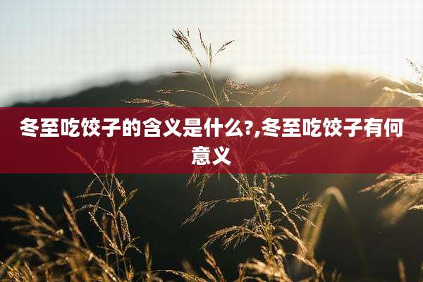 冬至吃饺子的含义是什么?,冬至吃饺子有何意义