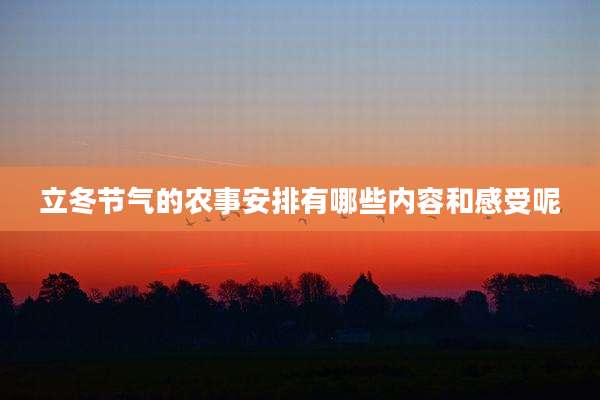 立冬节气的农事安排有哪些内容和感受呢