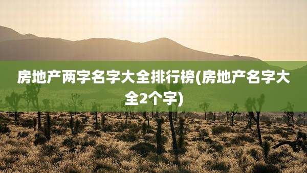 房地产两字名字大全排行榜(房地产名字大全2个字)