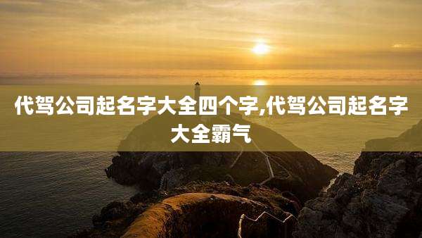 代驾公司起名字大全四个字,代驾公司起名字大全霸气