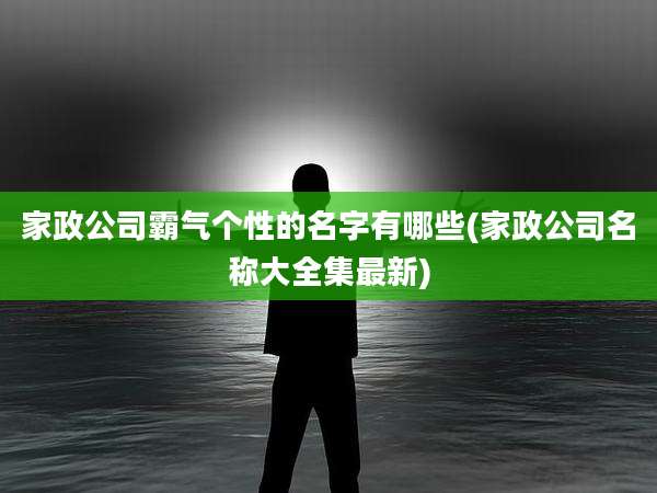 家政公司霸气个性的名字有哪些(家政公司名称大全集最新)