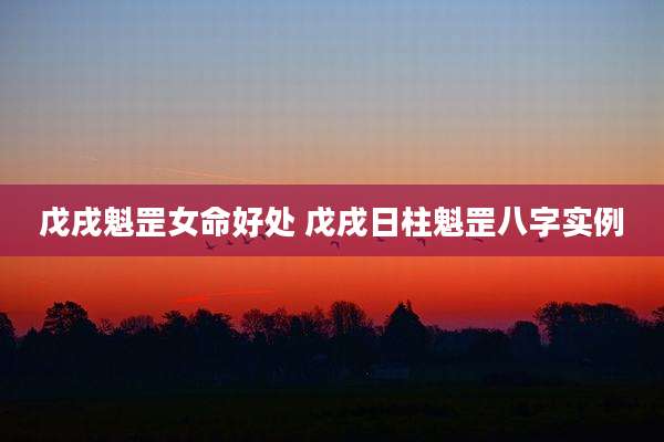 戊戌魁罡女命好处 戊戌日柱魁罡八字实例