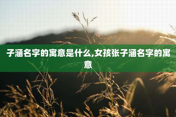 子涵名字的寓意是什么,女孩张子涵名字的寓意